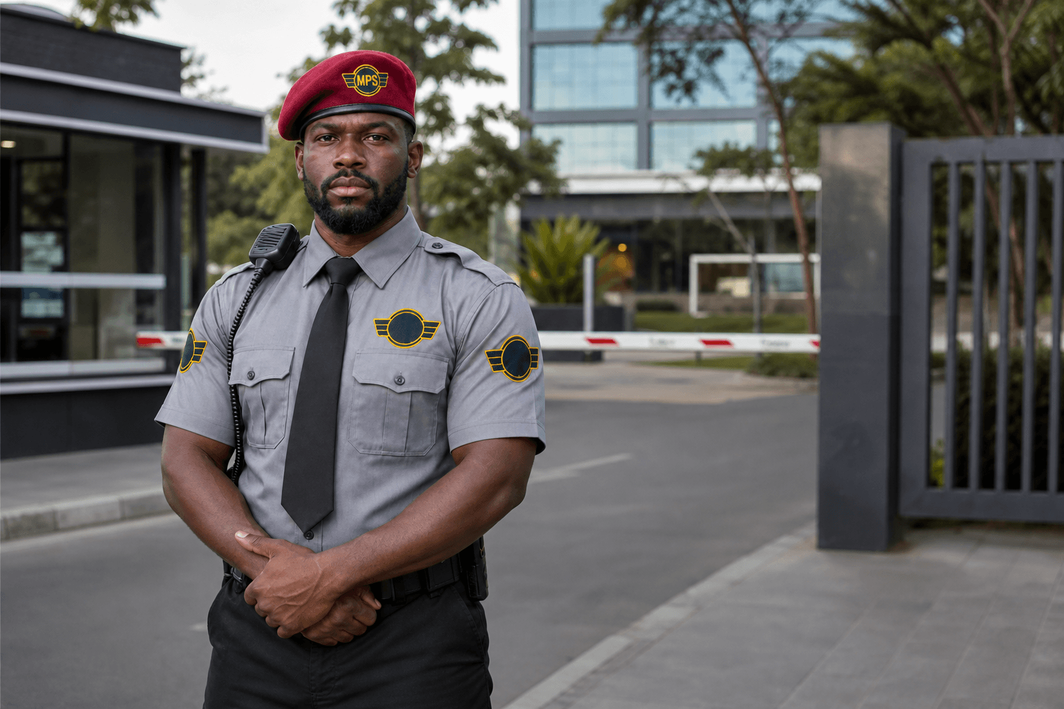 Professional security officer on duty